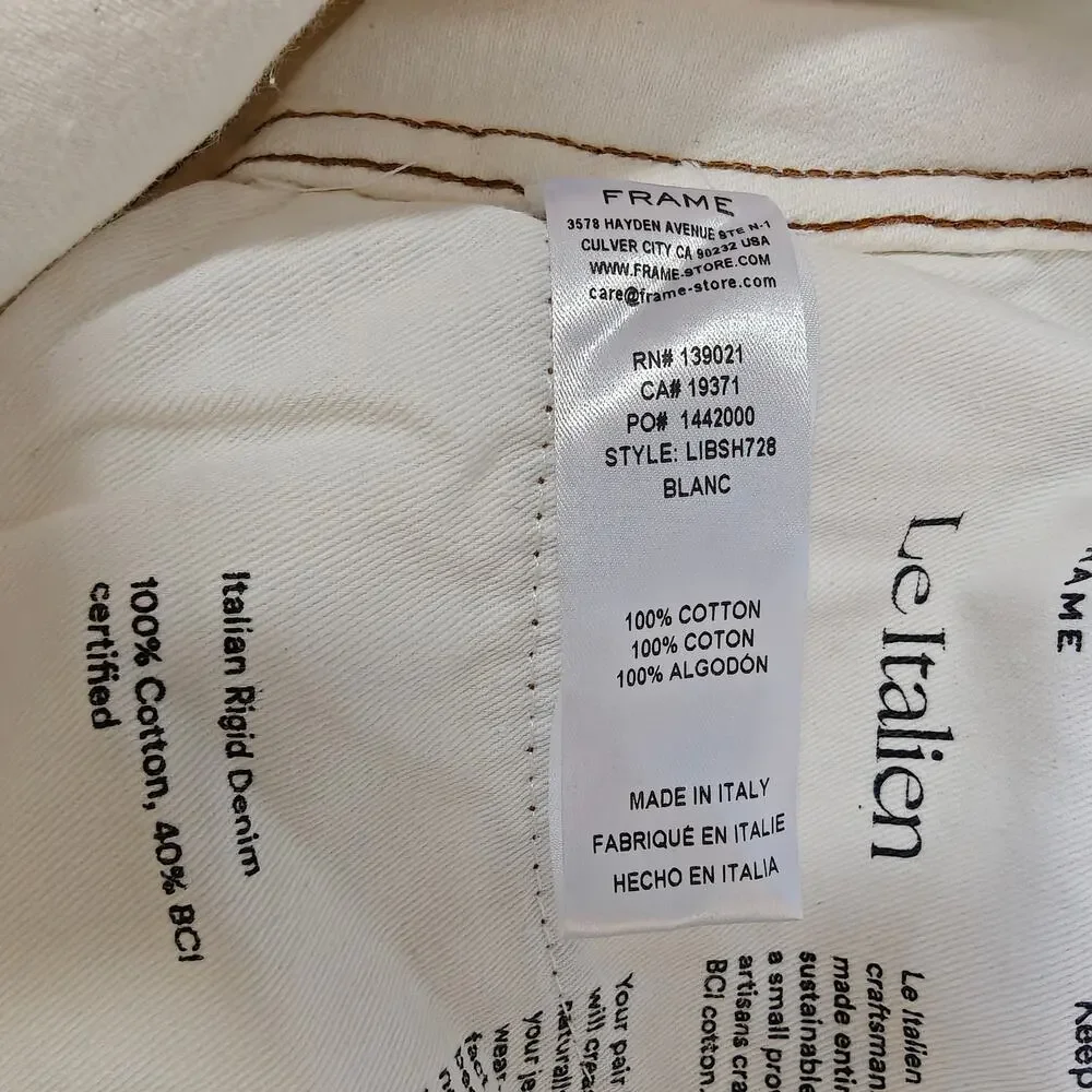 NWT FRAME Le Italien Bermuda Denim Shorts Blanc Cream Size 32 $288